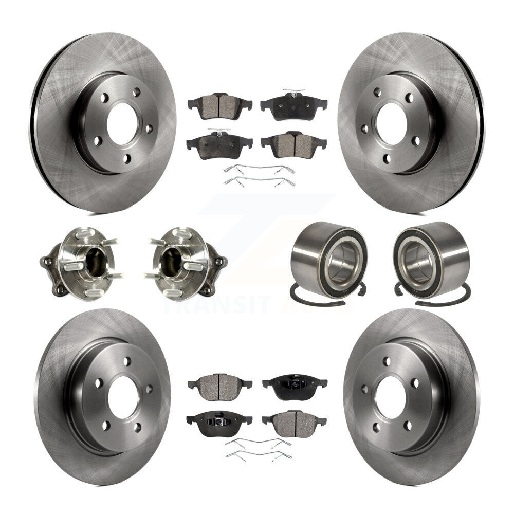 Wheel Hub Bearing Disc Brake Rotor And Pads Front Rear Kit (10Pc) For Ford Focus