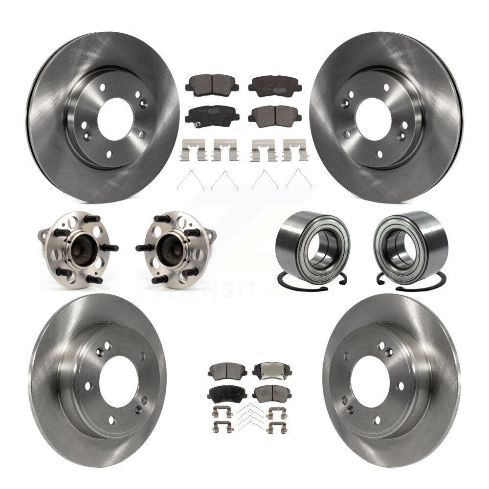 Hub Bearing Brake Rotor & Pad Front Rear Kit (10Pc) For Kia Forte Hyundai Forte5