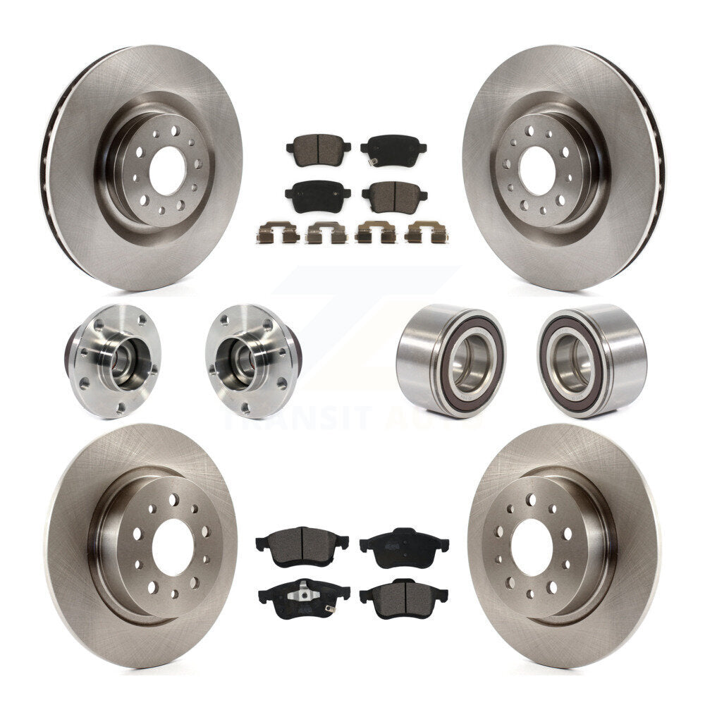 Hub Bearing Disc Brake Rotor & Pad Front Rear Kit (10Pc) For 2014-2018 Fiat 500L