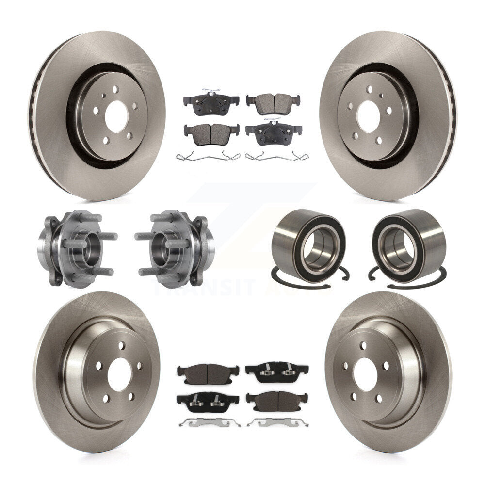 Hub Bearing Disc Brake Rotor & Pads Front Rear Kit (10Pc) For 2015 Ford Edge AWD
