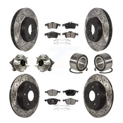 Hub Bearing Coated Disc Brake Rotor And Pad Front Rear Kit (10Pc) For Ford Focus