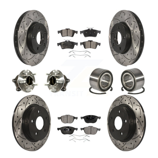 Hub Bearing Coated Disc Brake Rotor And Pad Front Rear Kit (10Pc) For Ford Focus