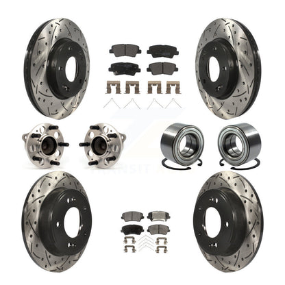 Hub Bearing Coat Brake Rotor Pads Front Rear Kit (10Pc) For Kia Forte Hyundai GT