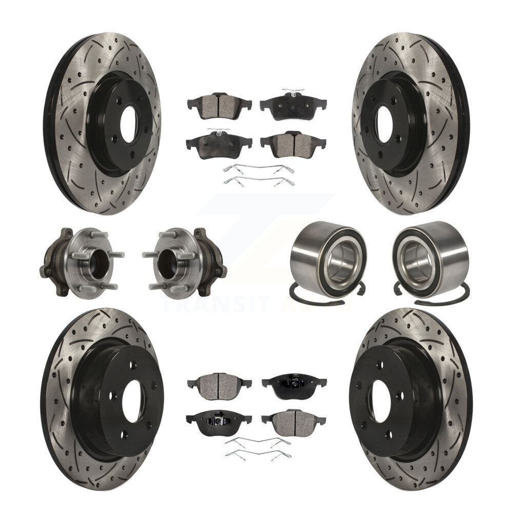 Hub Bearing Coat Brake Rotor Pads Front Rear Kit (10Pc) For Ford Transit Connect