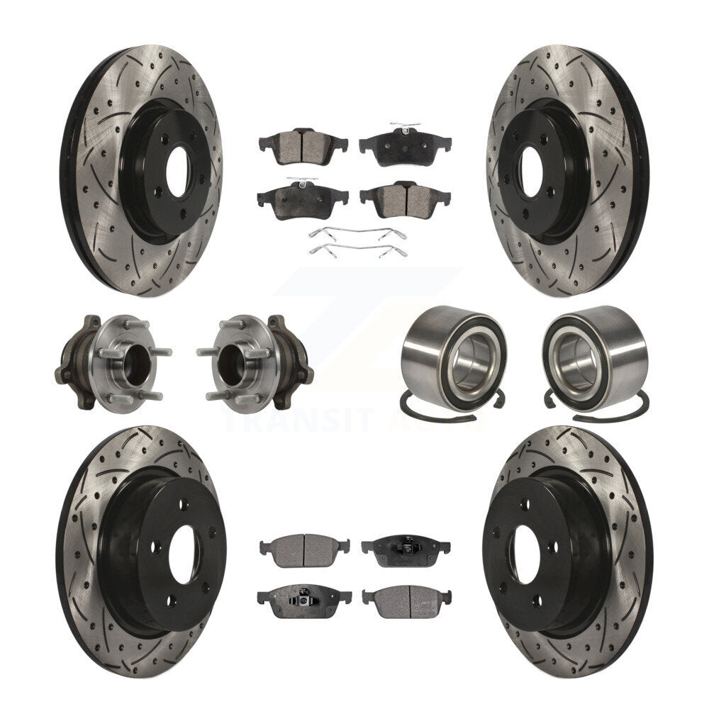 Hub Bearing Coat Brake Rotor Pads Front Rear Kit (10Pc) For Ford Transit Connect
