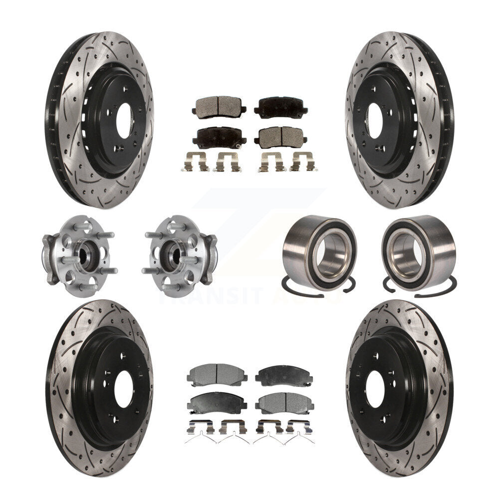 Hub Bearing Coated Brake Rotor Pad Front Rear Kit (10Pc) For 15-20 Acura TLX AWD