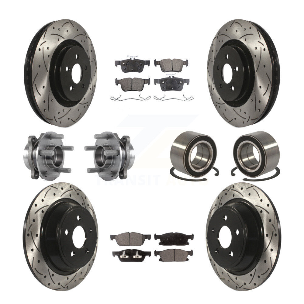 Hub Bearing Coated Brake Rotor Pads Front Rear Kit (10Pc) For 2015 Ford Edge AWD