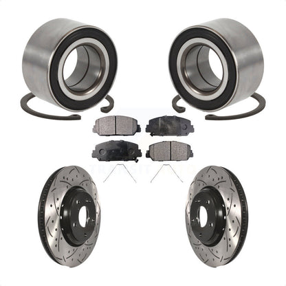 Wheel Bearing Drilled Slot Brake Rotor & Pad Front Kit For Honda Civic Acura ILX