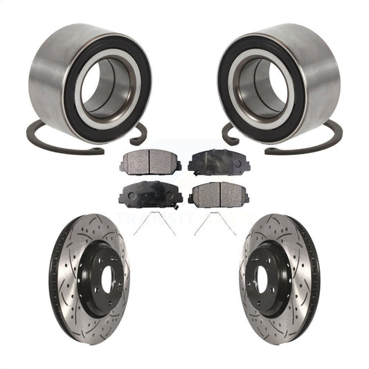 Wheel Bearing Drilled Slot Brake Rotor & Pad Front Kit For Honda Civic Acura ILX