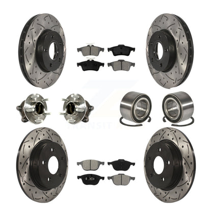Hub Bearing Coated Disc Brake Rotor And Pad Front Rear Kit (10Pc) For Ford Focus