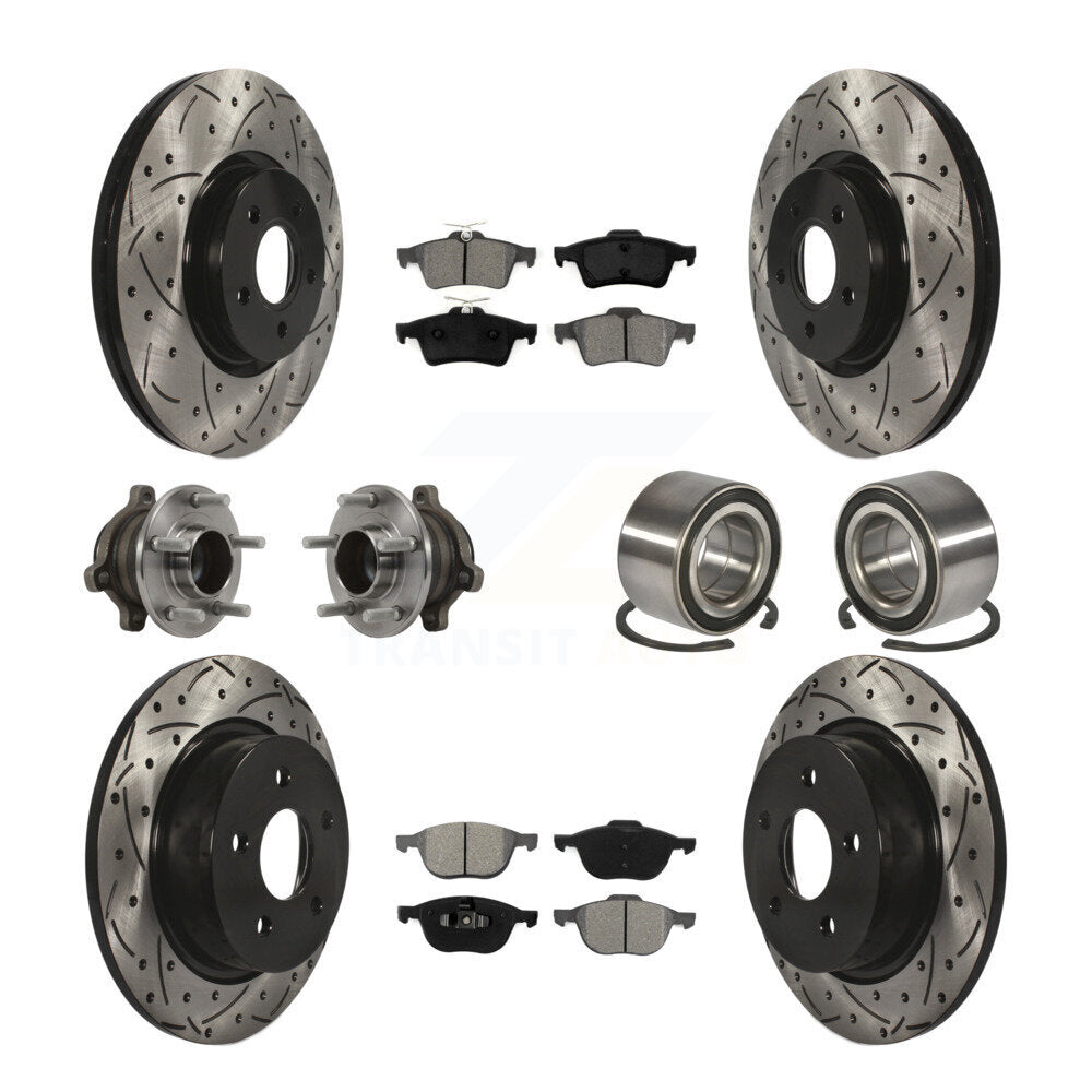 Hub Bearing Coat Brake Rotor Pads Front Rear Kit (10Pc) For Ford Transit Connect