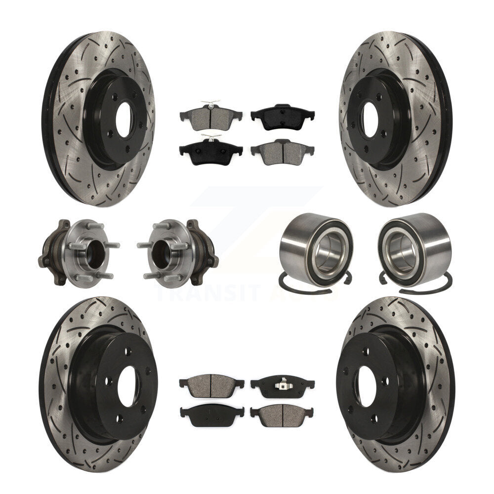Hub Bearing Coat Brake Rotor Pads Front Rear Kit (10Pc) For Ford Transit Connect
