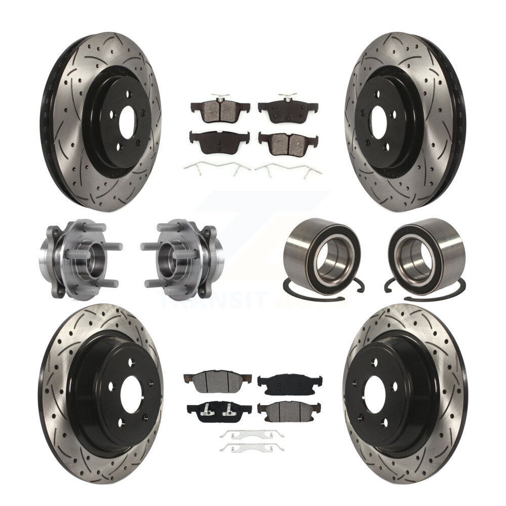 Hub Bearing Coated Brake Rotor Pads Front Rear Kit (10Pc) For 2015 Ford Edge AWD