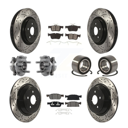 Hub Bearing Coated Brake Rotor Pads Front Rear Kit (10Pc) For 2015 Ford Edge AWD