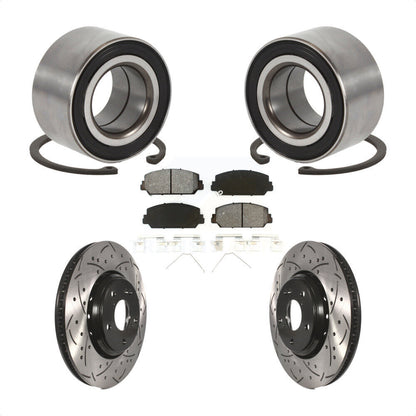 Wheel Bearing Drilled Slot Brake Rotor & Pad Front Kit For Honda Civic Acura ILX