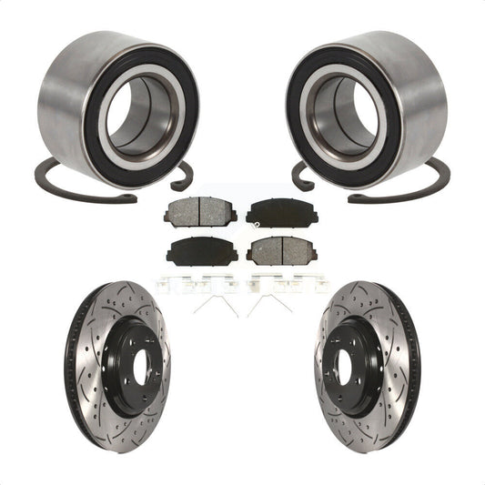 Wheel Bearing Drilled Slot Brake Rotor & Pad Front Kit For Honda Civic Acura ILX
