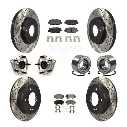 Hub Bearing Coat Brake Rotor Pads Front Rear Kit (10Pc) For Kia Forte Hyundai GT