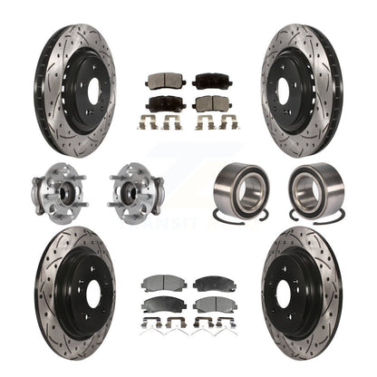 Hub Bearing Coated Brake Rotor Pad Front Rear Kit (10Pc) For 15-20 Acura TLX AWD