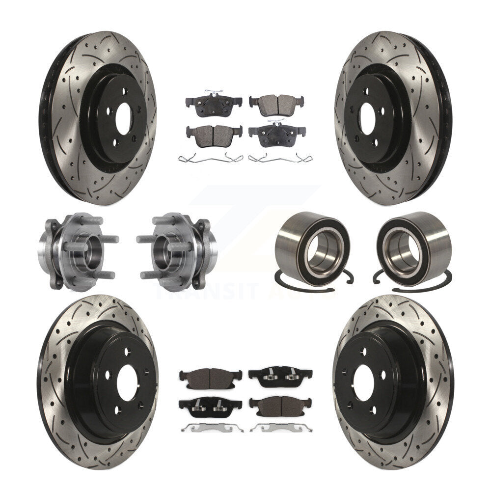 Hub Bearing Coated Brake Rotor Pads Front Rear Kit (10Pc) For 2015 Ford Edge AWD