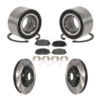 Wheel Bearing Drilled Slot Brake Rotor & Pad Front Kit For Honda Civic Acura ILX
