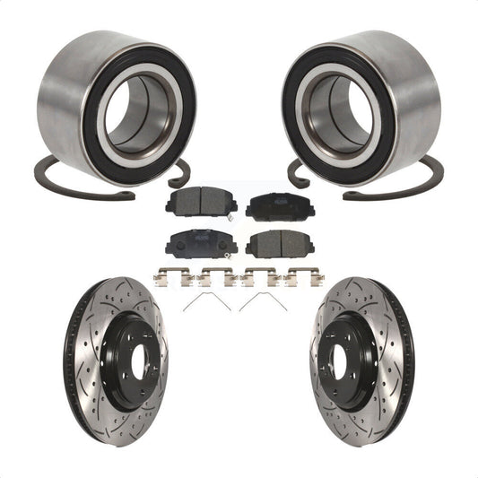 Wheel Bearing Drilled Slot Brake Rotor & Pad Front Kit For Honda Civic Acura ILX