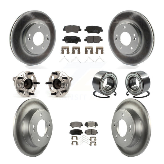 Hub Bearing Coat Brake Rotor Pads Front Rear Kit (10Pc) For Kia Forte Hyundai GT
