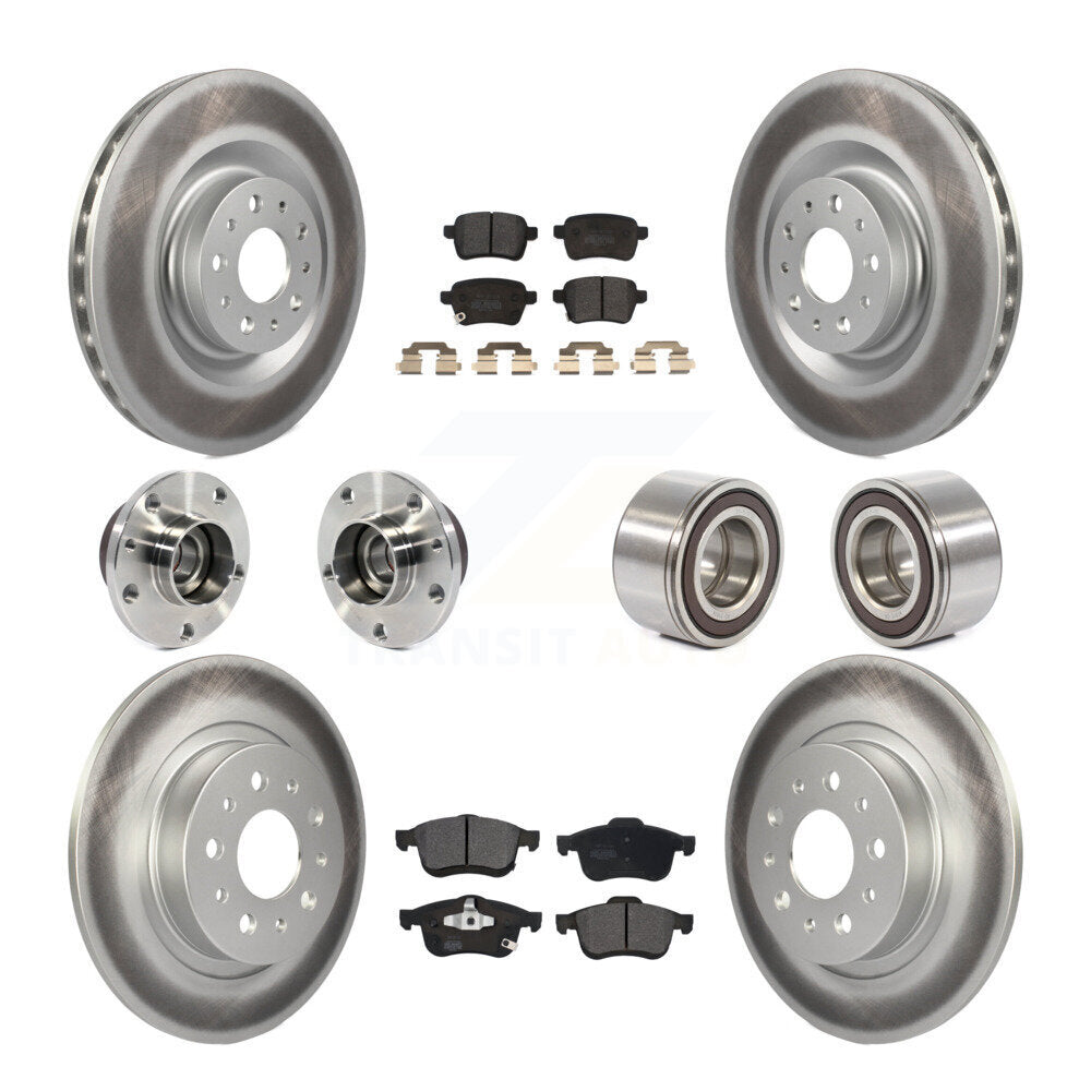 Hub Bearing Coated Brake Rotor Pad Front Rear Kit (10Pc) For 2014-2018 Fiat 500L