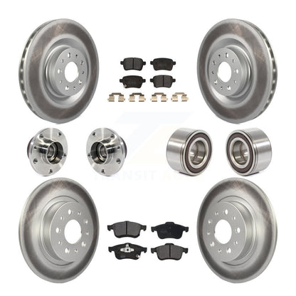Hub Bearing Coated Brake Rotor Pad Front Rear Kit (10Pc) For 2014-2018 Fiat 500L