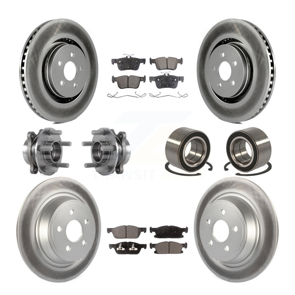 Hub Bearing Coated Brake Rotor Pads Front Rear Kit (10Pc) For 2015 Ford Edge AWD