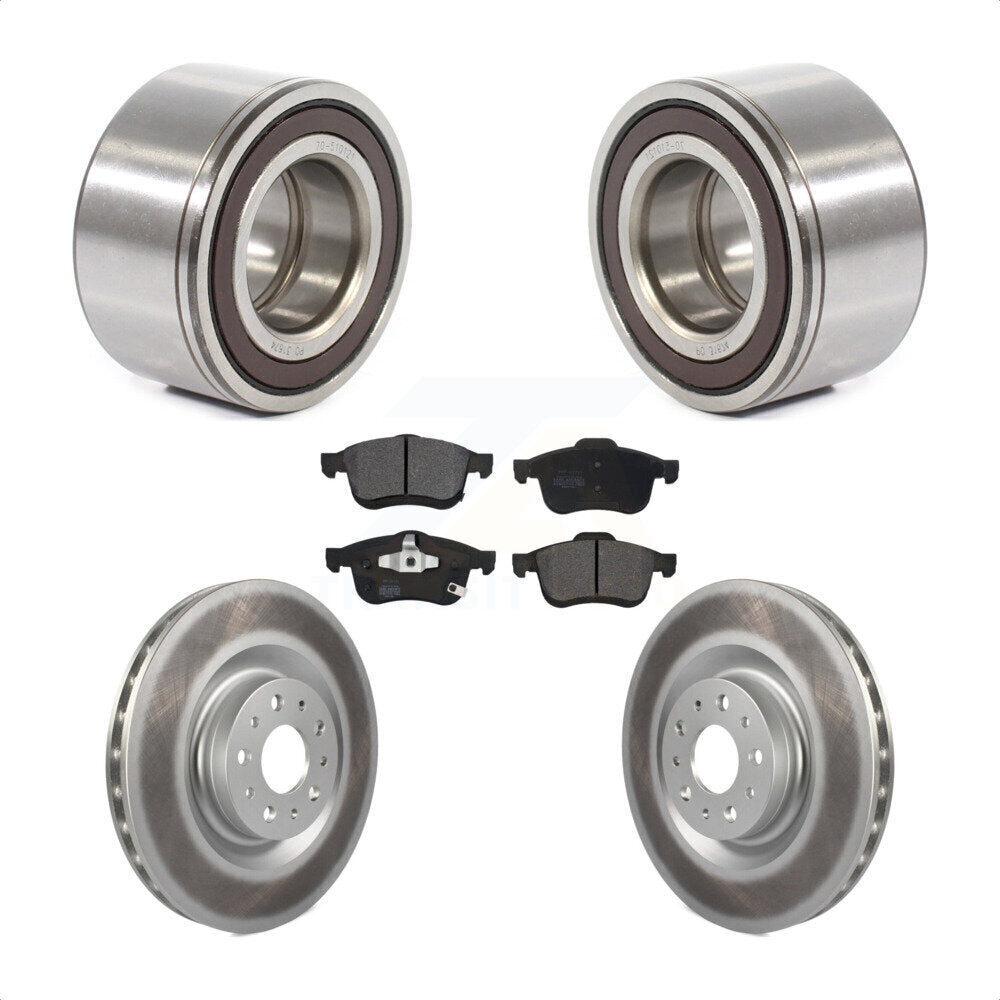 Wheel Bearing Coated Disc Brake Rotor And Pads Front Kit For 2014-2018 Fiat 500L