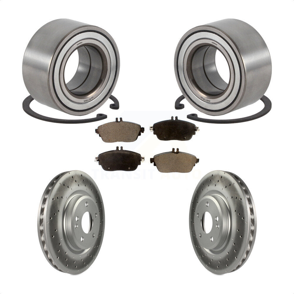 Wheel Bearing Coated Brake Rotor & Pad Front Kit For Mercedes-Benz GLA250 CLA250