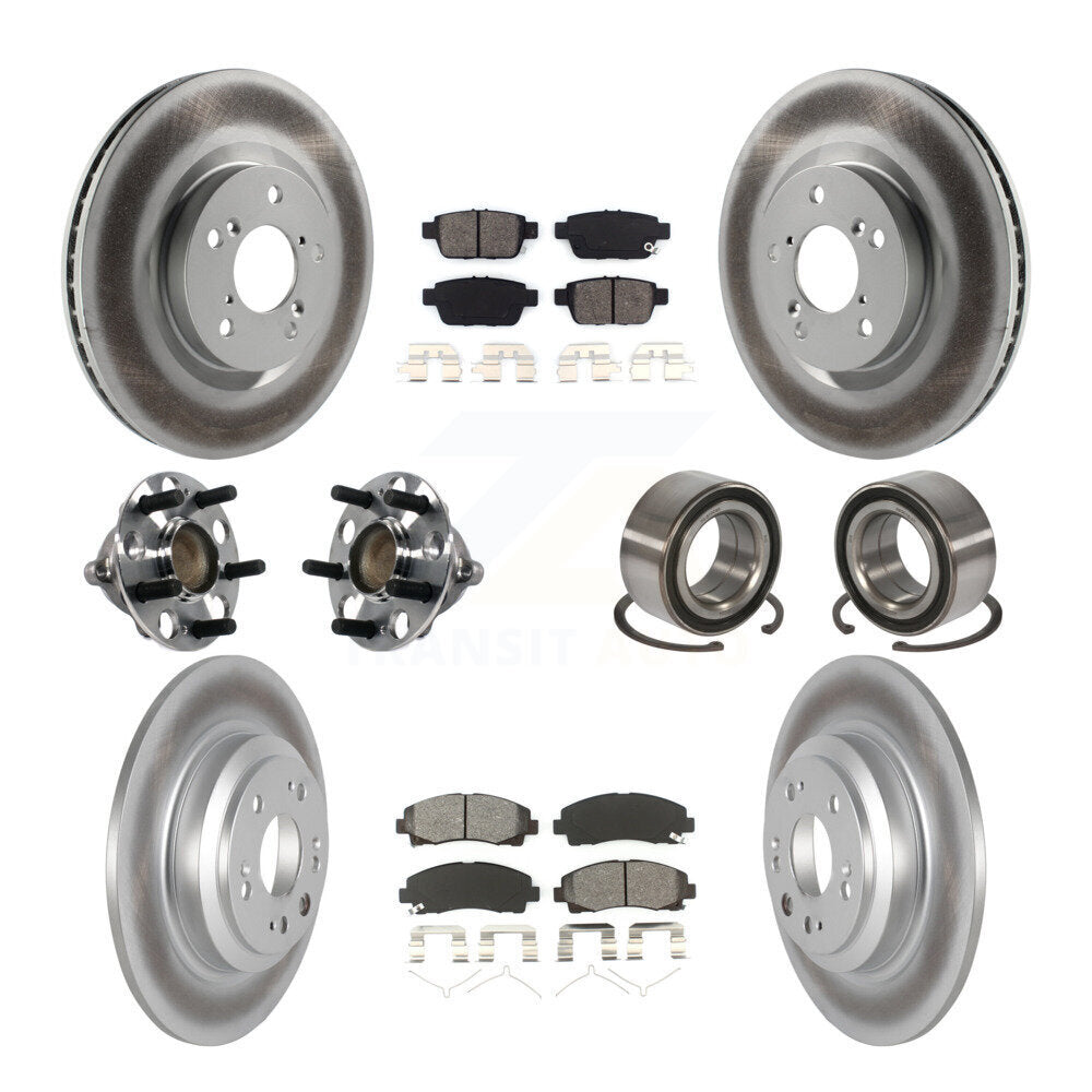 Hub Bearing Coated Disc Brake Rotors And Pads Front Rear Kit (10Pc) For Acura TL