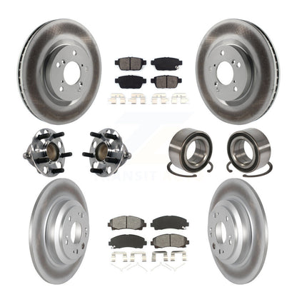 Hub Bearing Coated Disc Brake Rotors And Pads Front Rear Kit (10Pc) For Acura TL