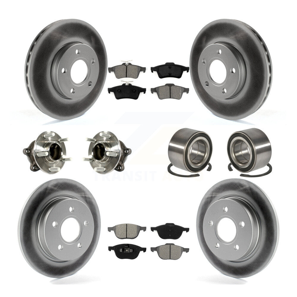 Hub Bearing Coated Disc Brake Rotor And Pad Front Rear Kit (10Pc) For Ford Focus