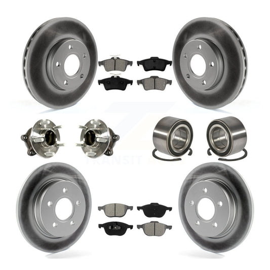 Hub Bearing Coated Disc Brake Rotor And Pad Front Rear Kit (10Pc) For Ford Focus
