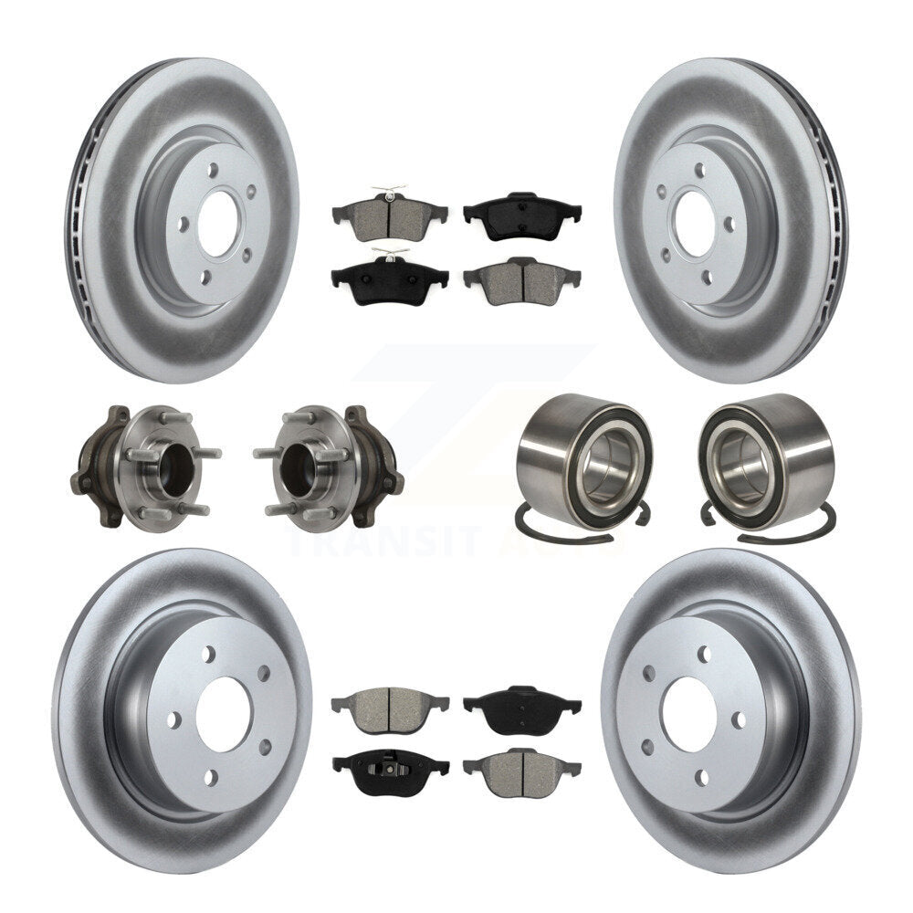 Hub Bearing Coat Brake Rotor Pads Front Rear Kit (10Pc) For Ford Transit Connect