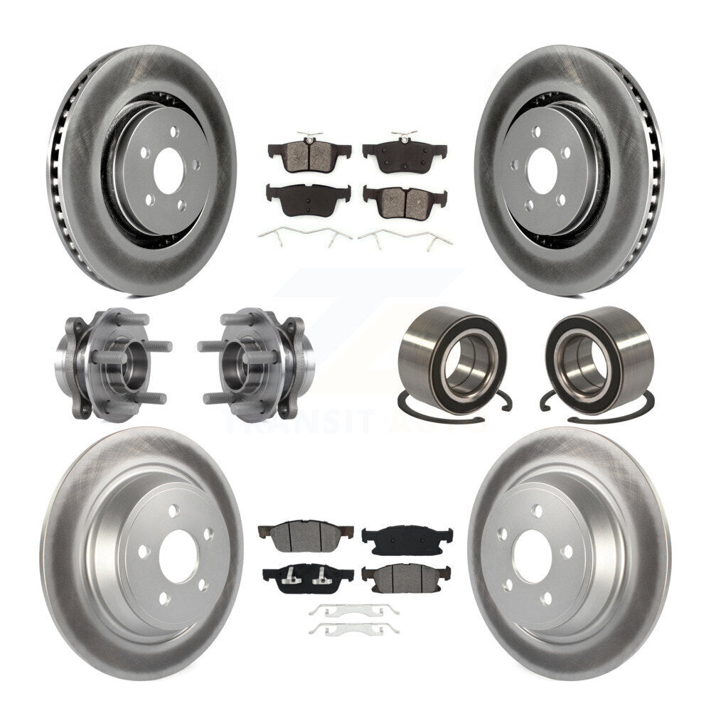 Hub Bearing Coated Brake Rotor Pads Front Rear Kit (10Pc) For 2015 Ford Edge AWD