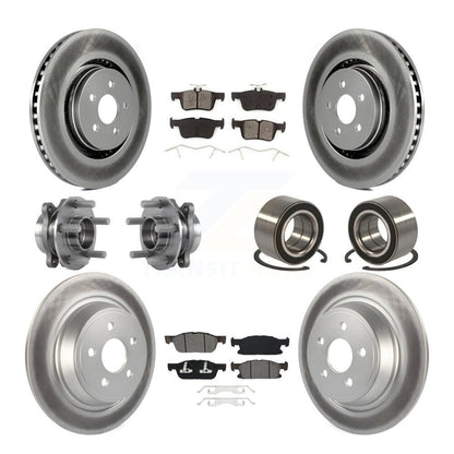 Hub Bearing Coated Brake Rotor Pads Front Rear Kit (10Pc) For 2015 Ford Edge AWD