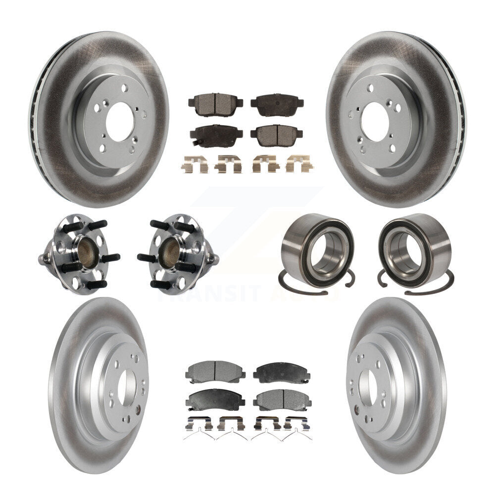 Hub Bearing Coated Disc Brake Rotors And Pads Front Rear Kit (10Pc) For Acura TL