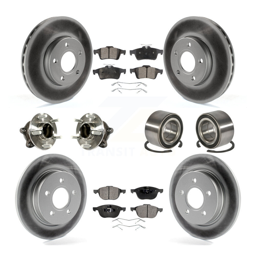 Hub Bearing Coated Disc Brake Rotor And Pad Front Rear Kit (10Pc) For Ford Focus