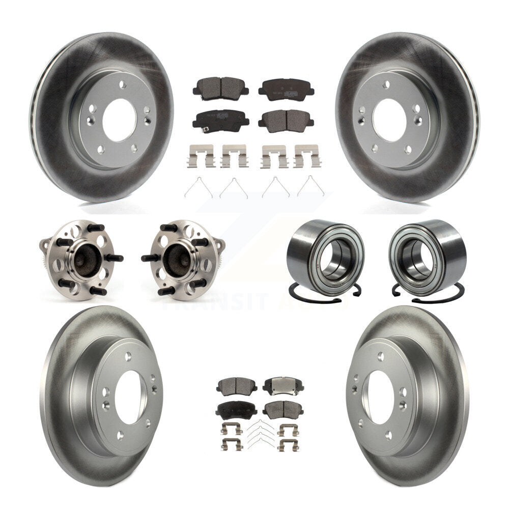 Hub Bearing Coat Brake Rotor Pads Front Rear Kit (10Pc) For Kia Forte Hyundai GT