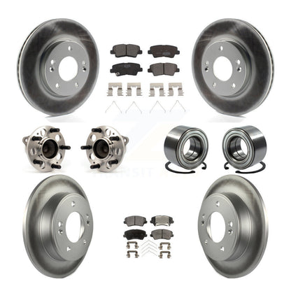 Hub Bearing Coat Brake Rotor Pads Front Rear Kit (10Pc) For Kia Forte Hyundai GT