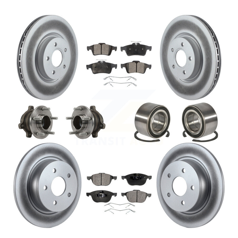 Hub Bearing Coat Brake Rotor Pads Front Rear Kit (10Pc) For Ford Transit Connect