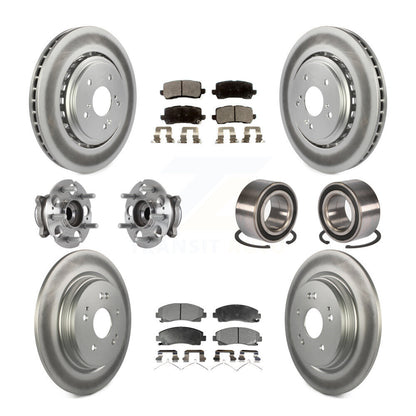 Hub Bearing Coated Brake Rotor Pad Front Rear Kit (10Pc) For 15-20 Acura TLX AWD