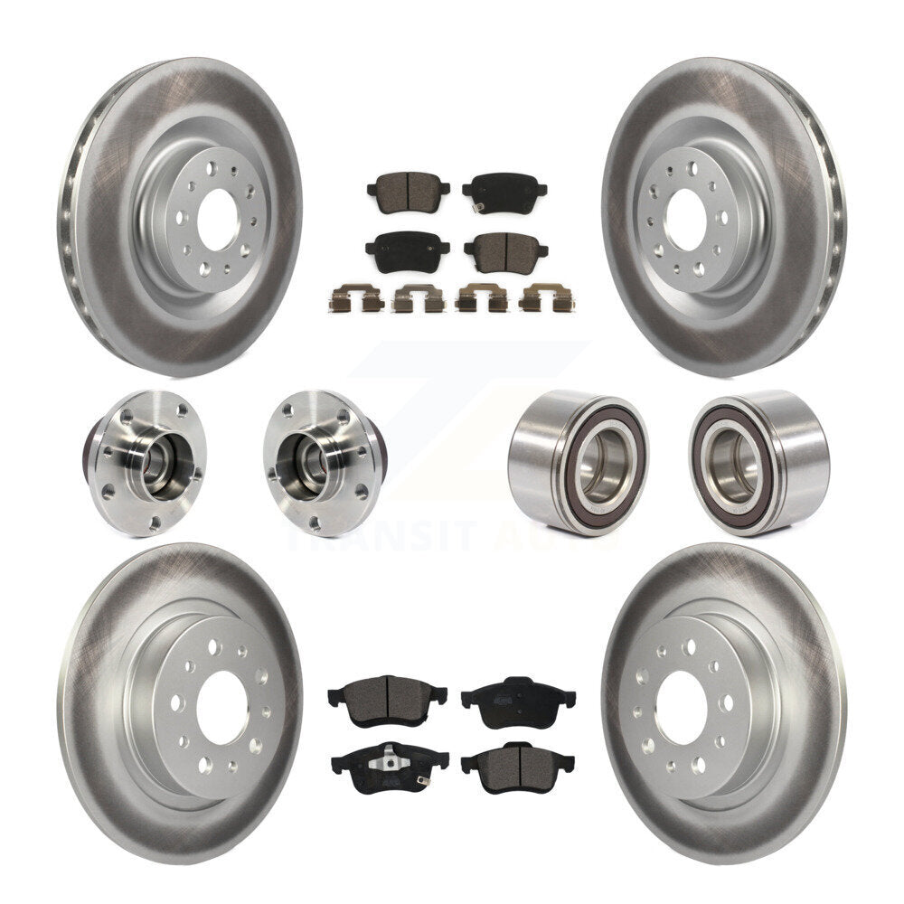 Hub Bearing Coated Brake Rotor Pad Front Rear Kit (10Pc) For 2014-2018 Fiat 500L