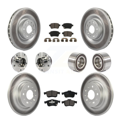 Hub Bearing Coated Brake Rotor Pad Front Rear Kit (10Pc) For 2014-2018 Fiat 500L