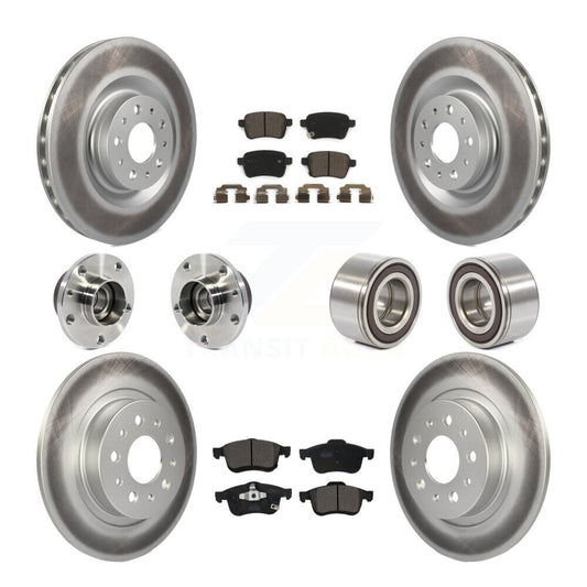 Hub Bearing Coated Brake Rotor Pad Front Rear Kit (10Pc) For 2014-2018 Fiat 500L