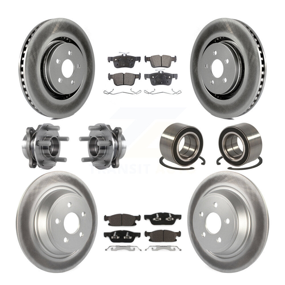 Hub Bearing Coated Brake Rotor Pads Front Rear Kit (10Pc) For 2015 Ford Edge AWD
