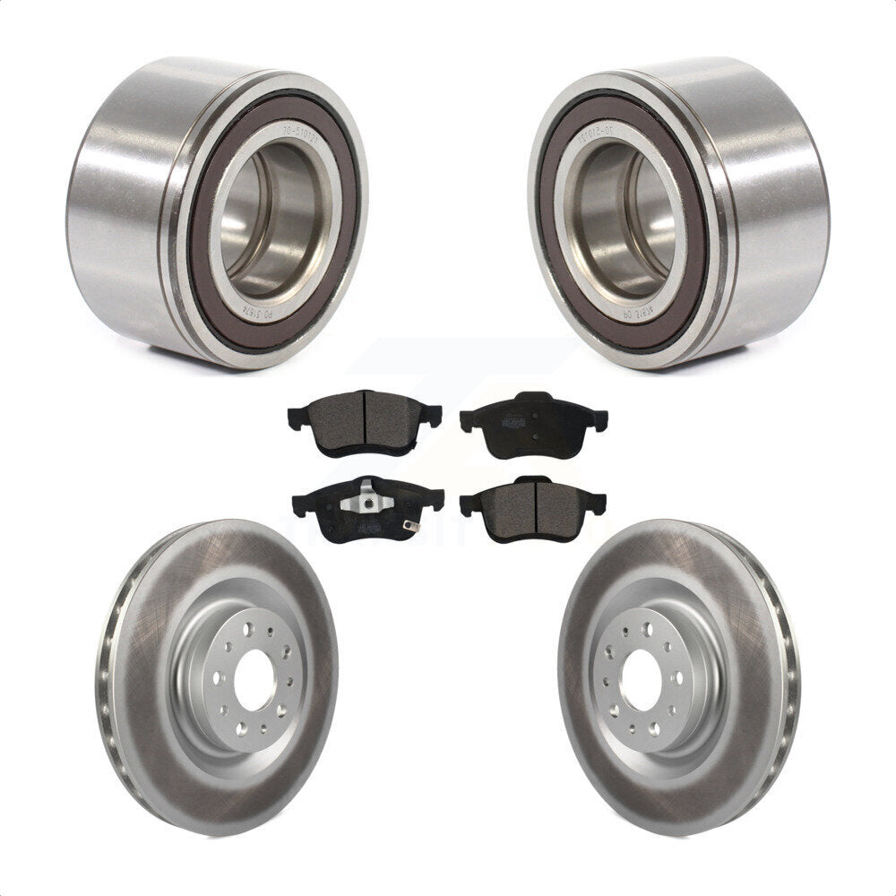 Wheel Bearing Coated Disc Brake Rotor And Pads Front Kit For 2014-2018 Fiat 500L
