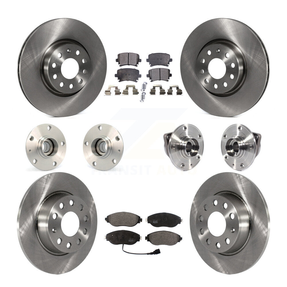 Hub Bearings Disc Brake Rotors And Pads Front Rear Kit (10Pc) For Volkswagen GTI
